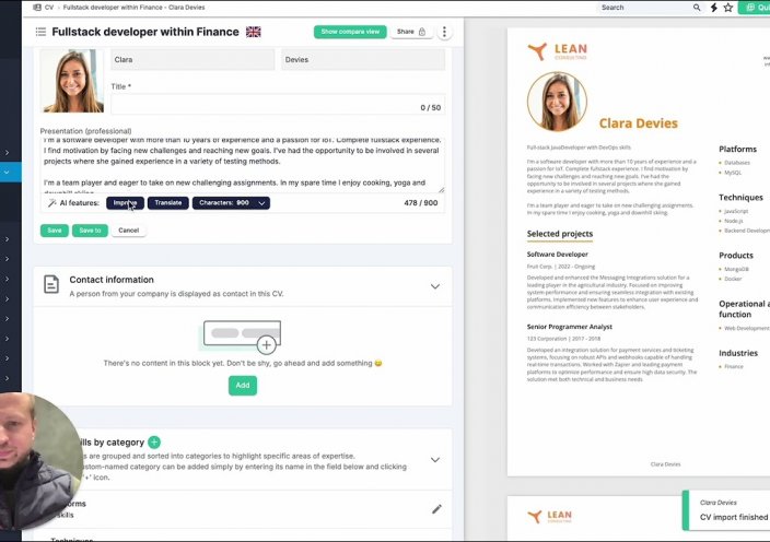 Cinode CV with AI functionality